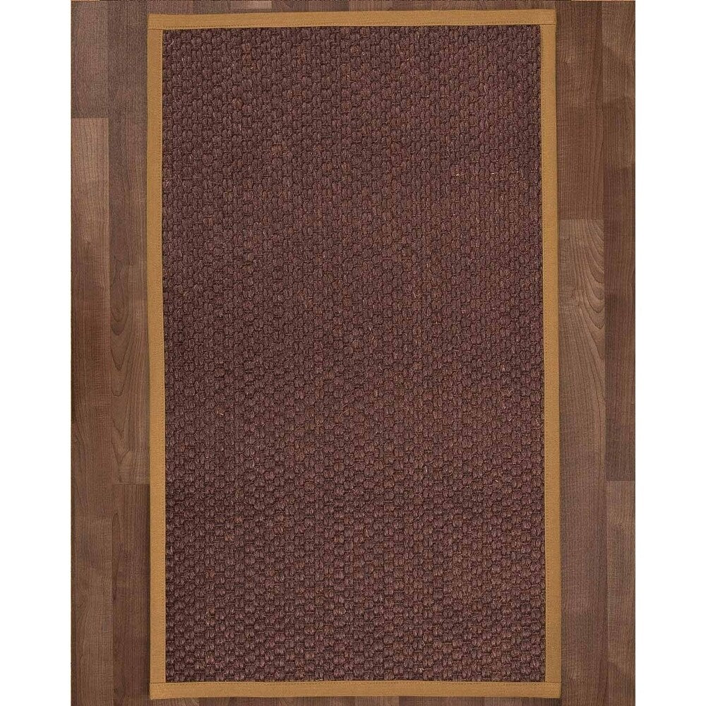 Natural Area Rugs 100%, Natural Fiber Handmade Chunky Talas, Redish Dark Brown Sisal Rug, Doe Border - 2'6" x 10'