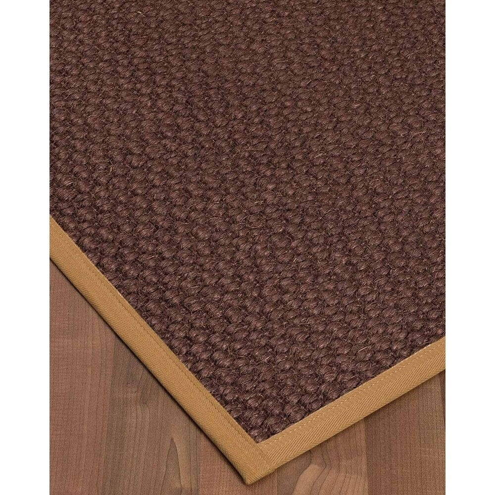 Natural Area Rugs 100%, Natural Fiber Handmade Chunky Talas, Redish Dark Brown Sisal Rug, Doe Border - 2'6" x 10'