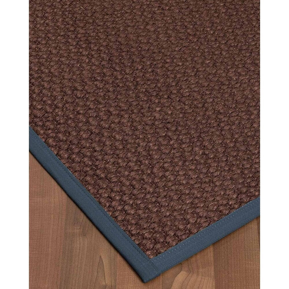 Natural Area Rugs 100%, Natural Fiber Handmade Chunky Talas, Redish Dark Brown Sisal Rug, Marine Border - 10' x 14'