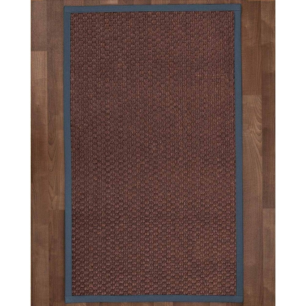 Natural Area Rugs 100%, Natural Fiber Handmade Chunky Talas, Redish Dark Brown Sisal Rug, Marine Border - 10' x 14'