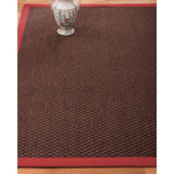 Natural Area Rugs 100%, Natural Fiber Handmade Chunky Talas, Redish Dark Brown Sisal Rug, Red Border - 6' x 9'