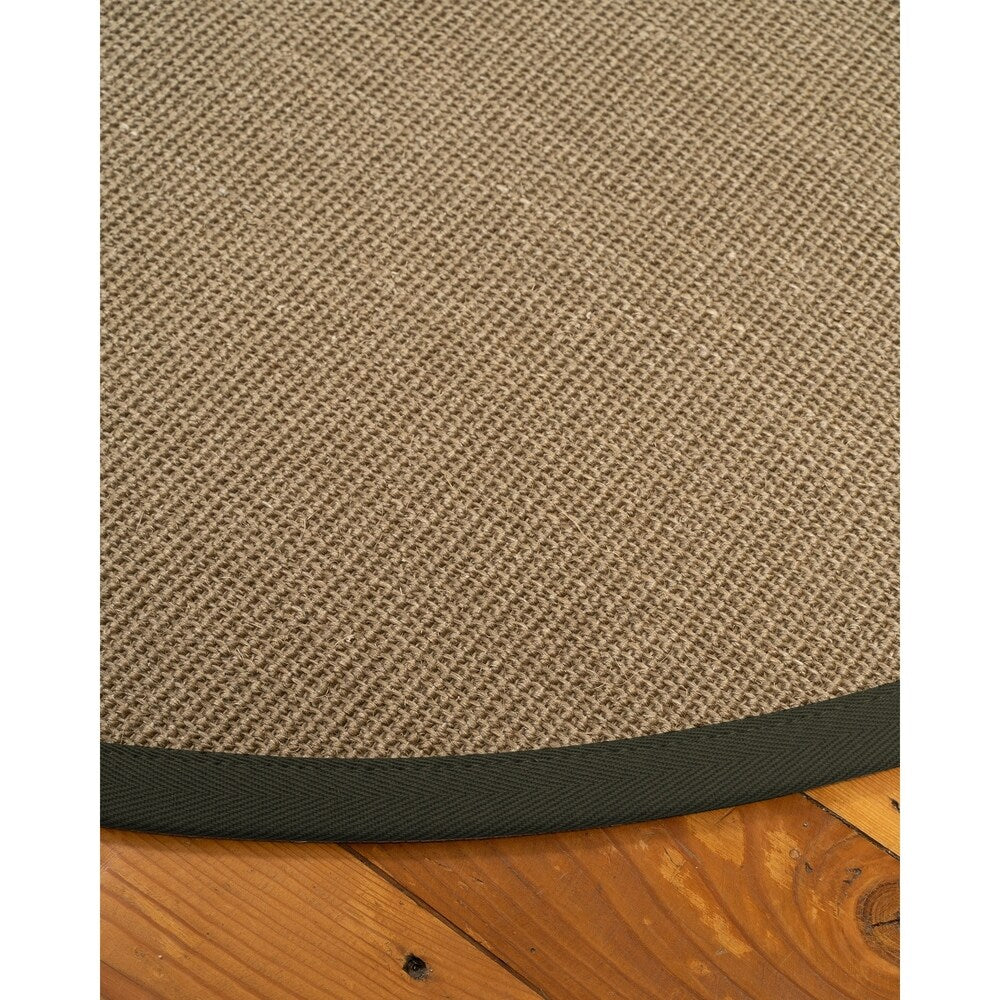 Natural Area Rugs, 100% Natural Fiber Handmade Dalton, Grey Sisal Oval Rug (6'X9'), Moss Border - 6' x 9' Oval