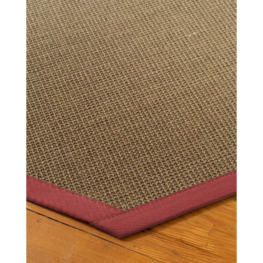 Natural Area Rugs, 100% Natural Fiber Handmade Dalton, Grey Sisal Oval Rug (8'X10'), Red Border - 8'x10'