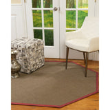 Natural Area Rugs, 100% Natural Fiber Handmade Dalton, Grey Sisal Oval Rug (8'X10'), Red Border - 8'x10'