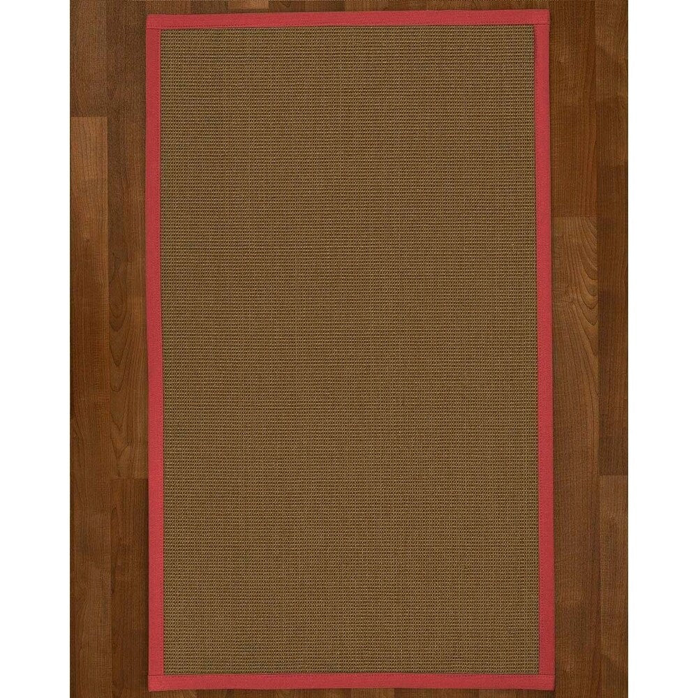 Natural Area Rugs, 100% Natural Fiber Handmade Dalton, Grey Sisal Rug 10' Square, Red Border - 10' x 10' Square