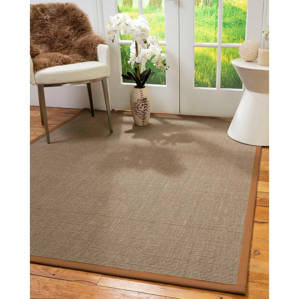 Natural Area Rugs, 100% Natural Fiber Handmade Dalton, Grey Sisal Rug 10' Square, Sienna Border - 10' x 10' Square