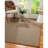 Natural Area Rugs, 100% Natural Fiber Handmade Dalton, Grey Sisal Rug 10' Square, Sienna Border - 10' x 10' Square