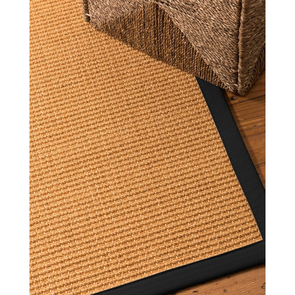 Natural Area Rugs 100%, Natural Fiber Handmade Davlin, Gold Sisal Rug, Fossil Border - 2'6" x 8'