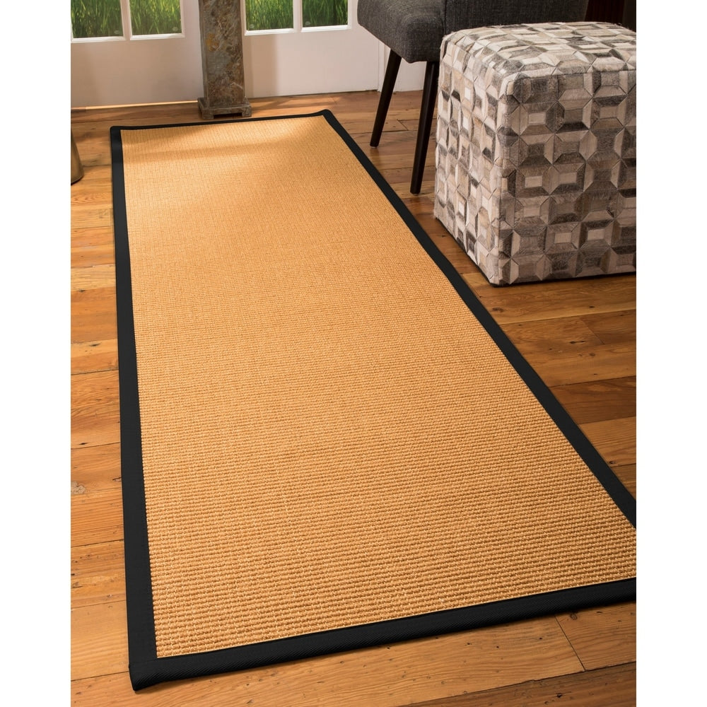 Natural Area Rugs 100%, Natural Fiber Handmade Davlin, Gold Sisal Rug, Fossil Border - 2'6" x 8'