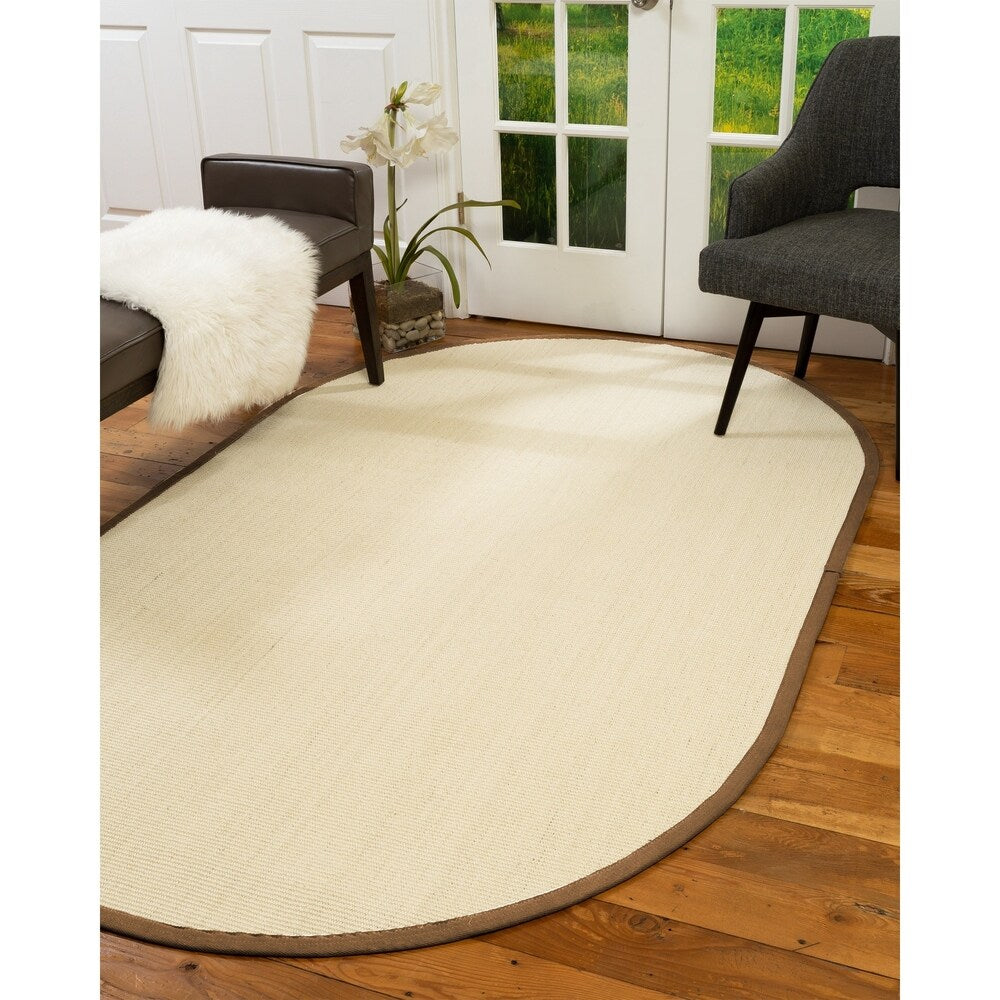 Natural Area Rugs, 100% Natural Fiber Handmade Deco, 5' Octagon Cream Sisal Rug, Sienna Border - 5' x 5'