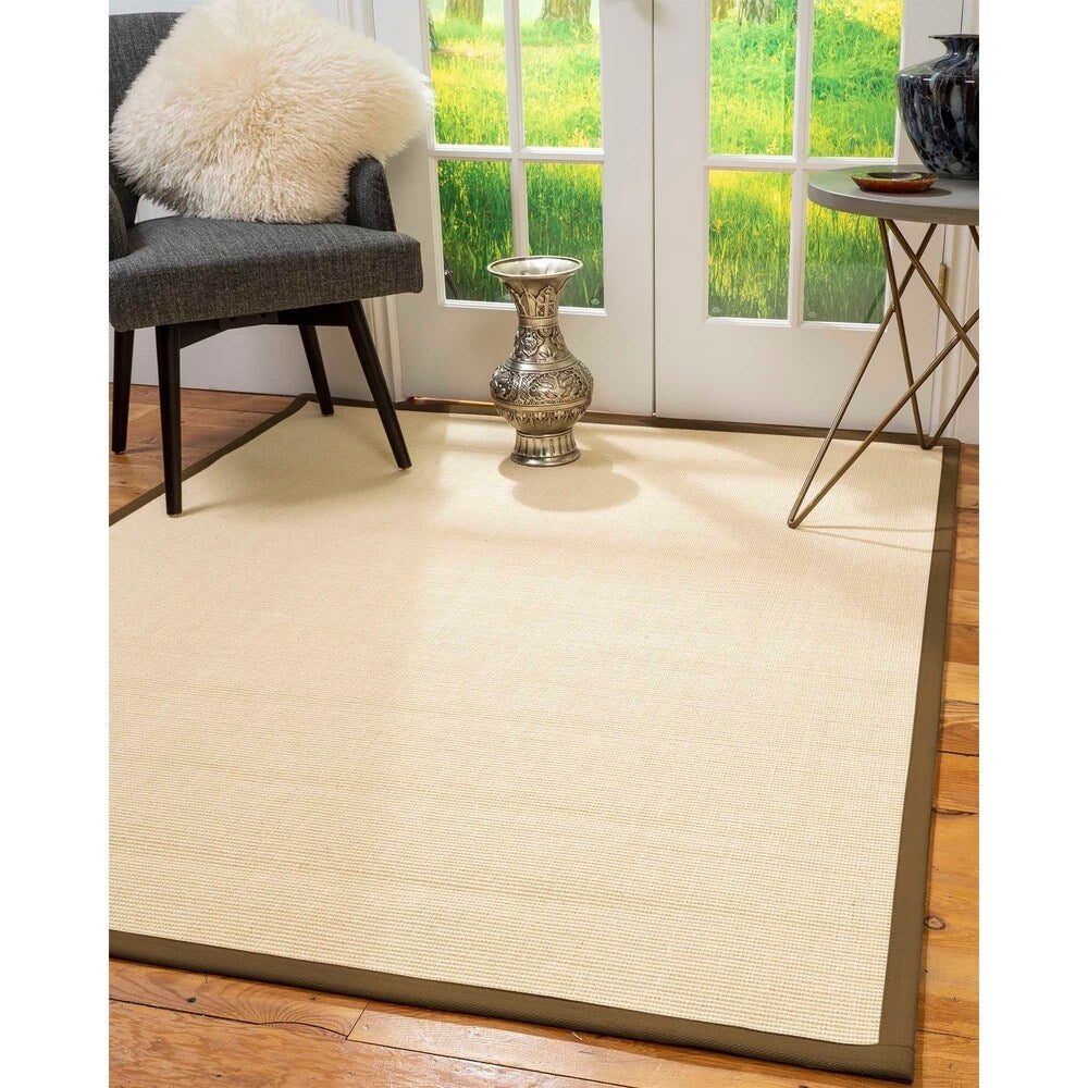 Natural Area Rugs, 100% Natural Fiber Handmade Deco, Cream Sisal Rug 6' Square, Malt Border - 6' x 6' Square