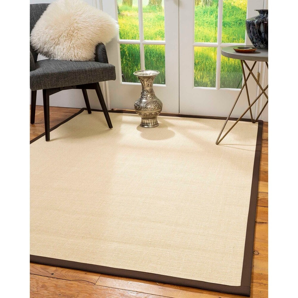 Natural Area Rugs, 100% Natural Fiber Handmade Deco, Cream Sisal Rug 8' Square, Fudge Border - 8' x 8' Square
