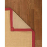 Natural Area Rugs, 100% Natural Fiber Handmade Deco, Cream Sisal Rug 8' Square, Red Border - 8' x 8' Square