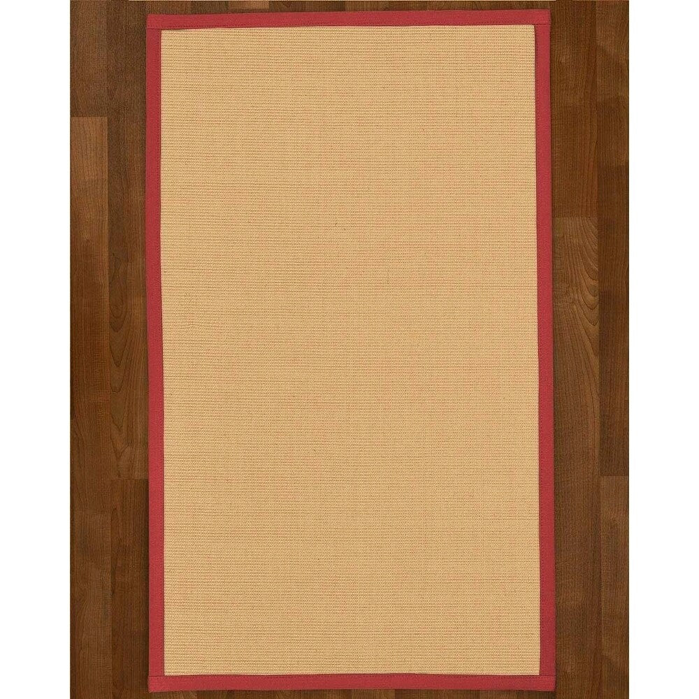 Natural Area Rugs, 100% Natural Fiber Handmade Deco, Cream Sisal Rug 8' Square, Red Border - 8' x 8' Square