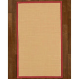 Natural Area Rugs, 100% Natural Fiber Handmade Deco, Cream Sisal Rug 8' Square, Red Border - 8' x 8' Square