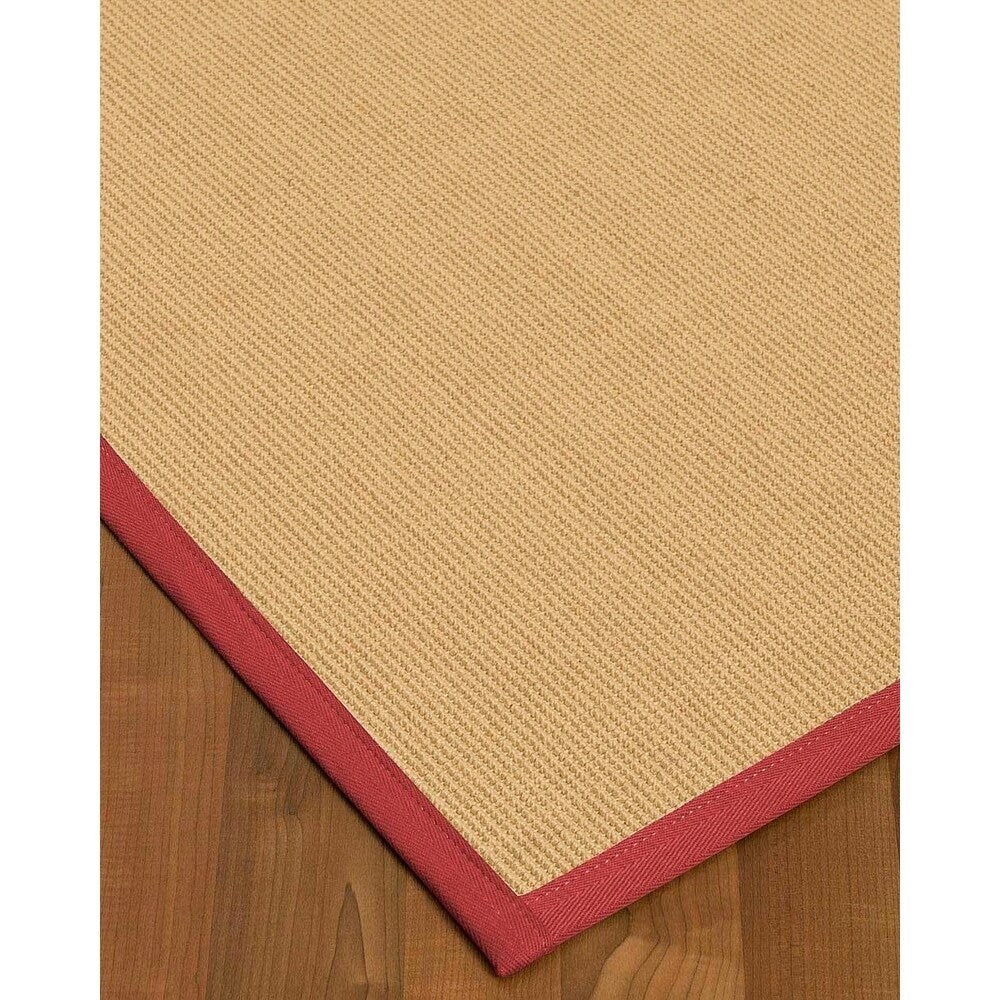 Natural Area Rugs, 100% Natural Fiber Handmade Deco, Cream Sisal Rug 8' Square, Red Border - 8' x 8' Square
