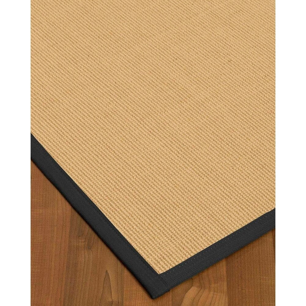Natural Area Rugs 100%, Natural Fiber Handmade Deco, Cream Sisal Rug, Black Border - 2'9" x 9'