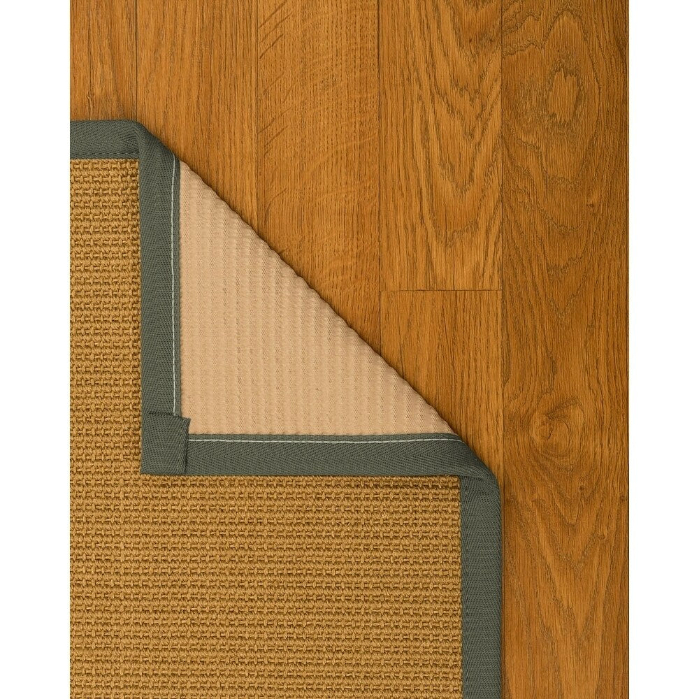 Natural Area Rugs 100%, Natural Fiber Handmade Devon, Beige Sisal Rug, Green Border - 12' x 18'