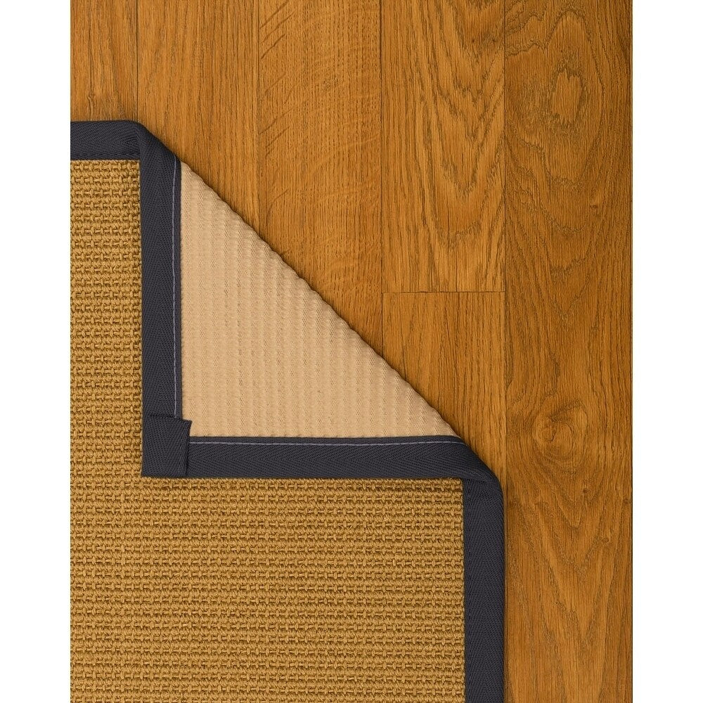 Natural Area Rugs 100%, Natural Fiber Handmade Devon, Beige Sisal Rug, Midnight Blue Border - 3' x 5'