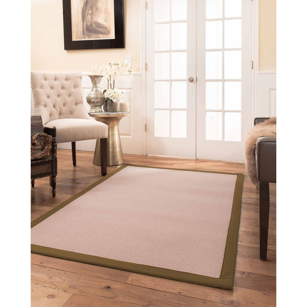 Natural Area Rugs 100%, Natural Fiber Handmade Eloise, Pink Wool Rug, Malt Border - 2'6" x 8'