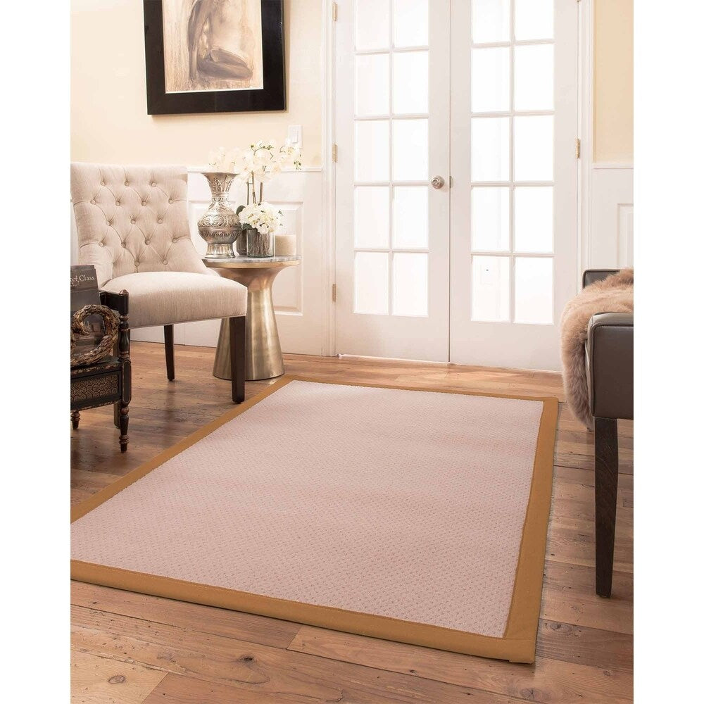 Natural Area Rugs 100%, Natural Fiber Handmade Eloise, Pink Wool Rug, Sienna Border - 2'6" x 8'