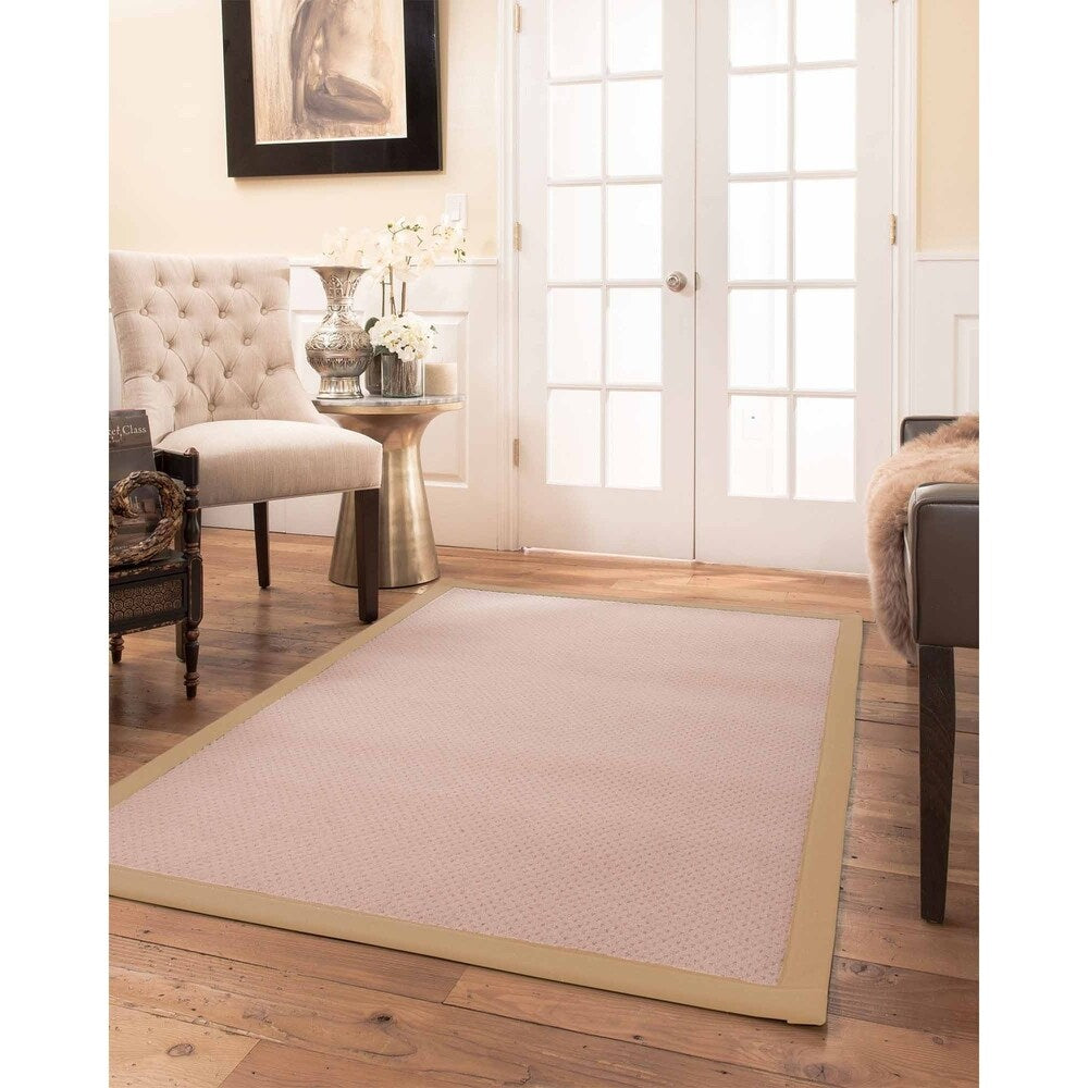 Natural Area Rugs 100%, Natural Fiber Handmade Eloise, Pink Wool Rug, Wheat Border - 12' x 15'