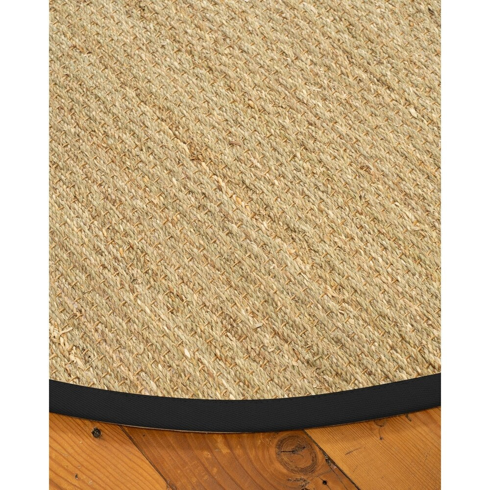 Natural Area Rugs, 100% Natural Fiber Handmade Half Panama, Beige Seagrass Oval Rug (5'X8'), Black Border - 5' x 8' Oval
