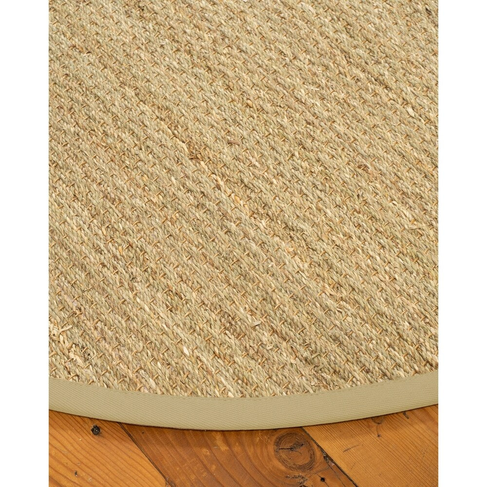 Natural Area Rugs, 100% Natural Fiber Handmade Half Panama, Beige Seagrass Oval Rug (6'X9'), Sand Border - 6' x 9' Oval