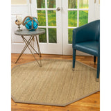 Natural Area Rugs, 100% Natural Fiber Handmade Half Panama, Beige Seagrass Oval Rug (8'X10'), Wheat Border - 8'x10'