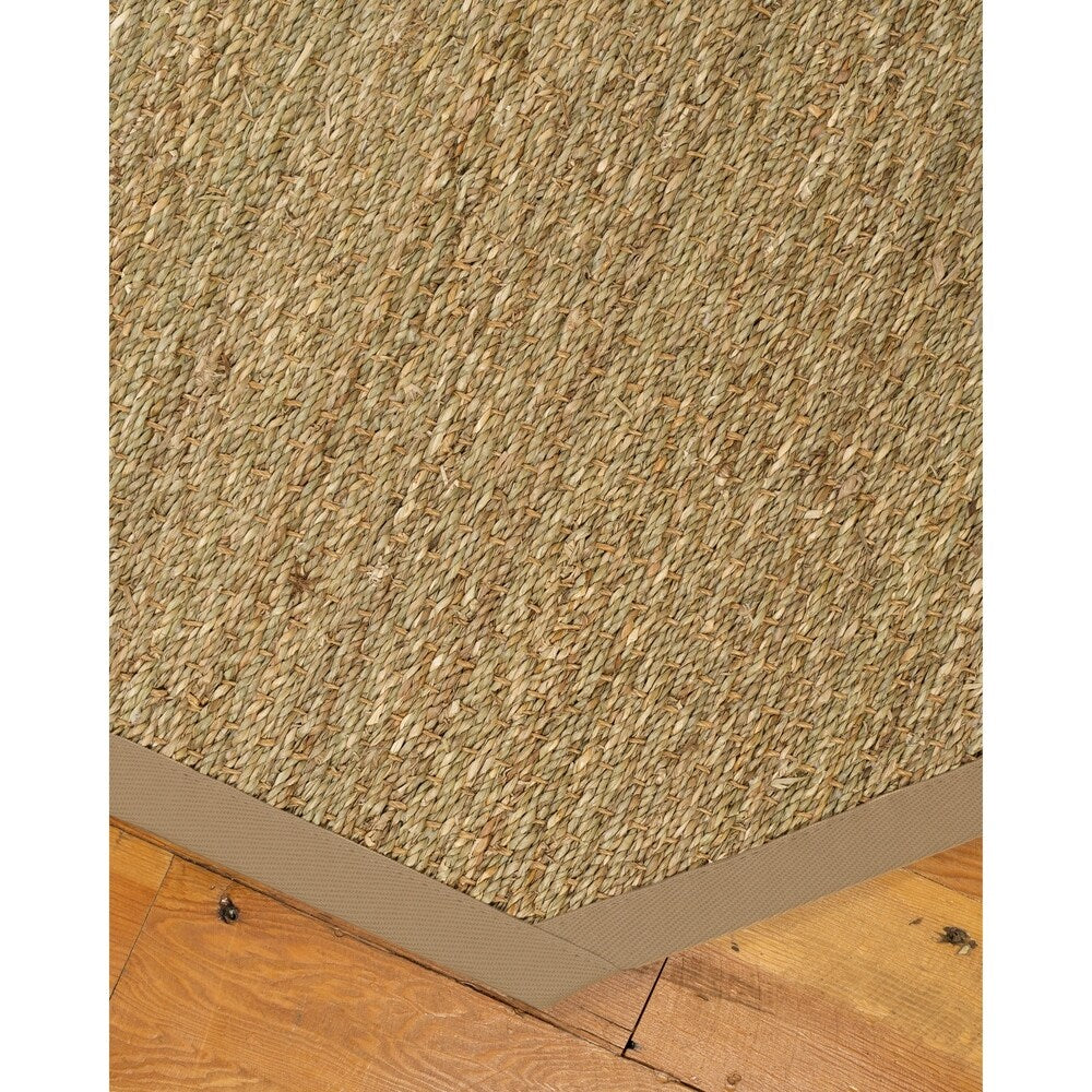Natural Area Rugs, 100% Natural Fiber Handmade Half Panama, Beige Seagrass Oval Rug (8'X10'), Wheat Border - 8'x10'