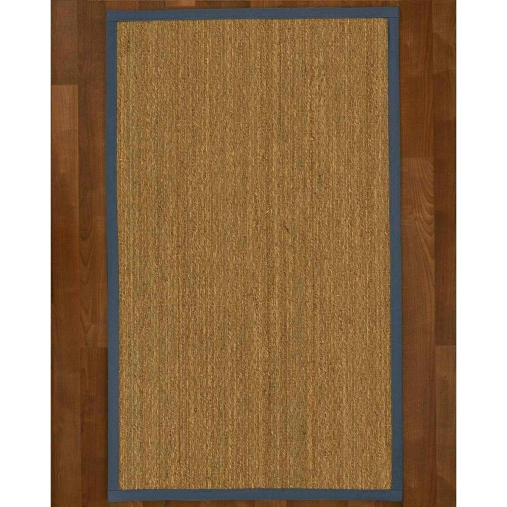 Natural Area Rugs, 100% Natural Fiber Handmade Half-Panama, Natural Seagrass Rug 10' Square, Marine Border - 10' x 10' Square