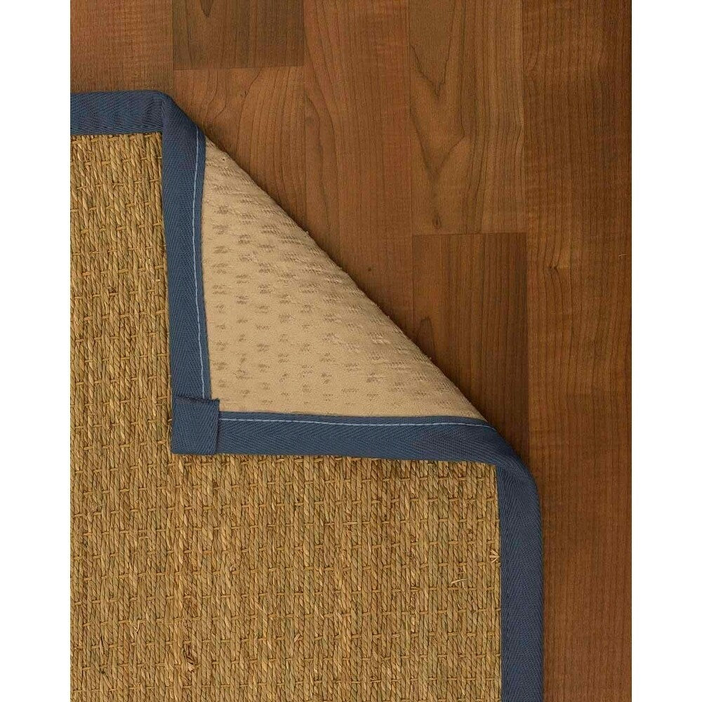 Natural Area Rugs, 100% Natural Fiber Handmade Half-Panama, Natural Seagrass Rug 10' Square, Marine Border - 10' x 10' Square