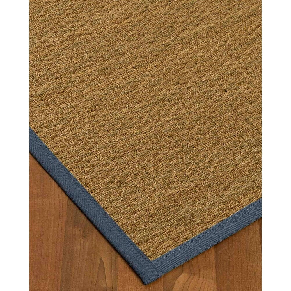 Natural Area Rugs, 100% Natural Fiber Handmade Half-Panama, Natural Seagrass Rug 10' Square, Marine Border - 10' x 10' Square