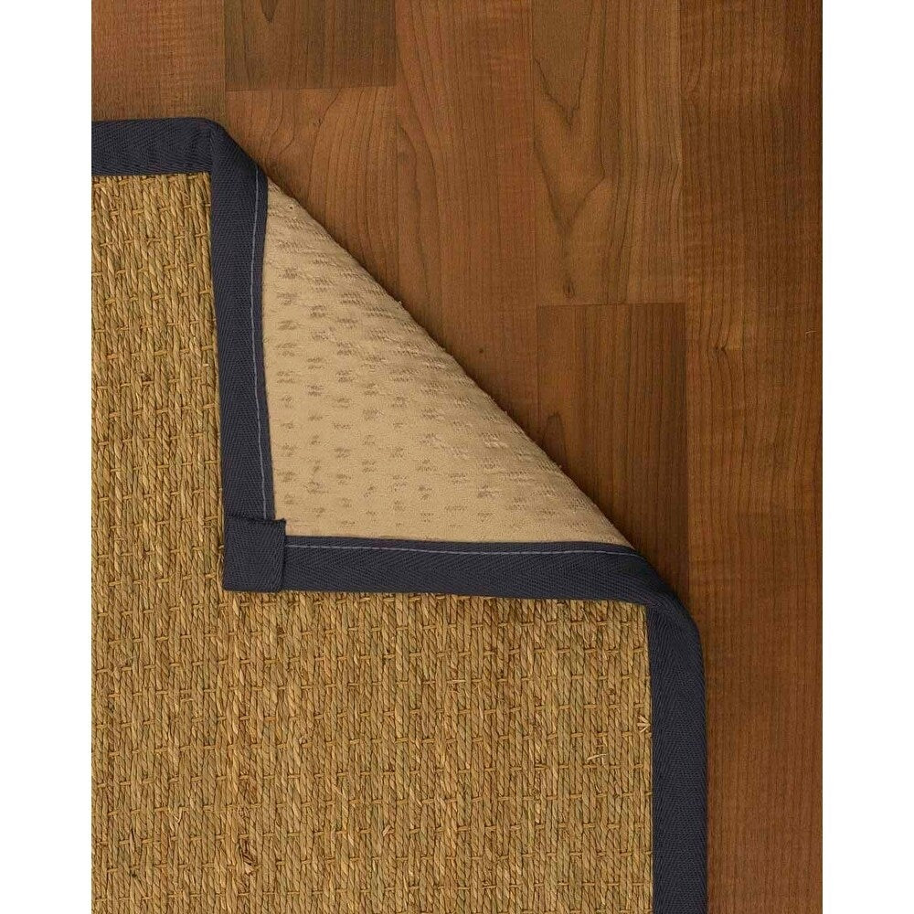 Natural Area Rugs 100%, Natural Fiber Handmade Half-Panama, Natural Seagrass Rug (2' 6" X 14'), Midnight Blue Border