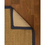 Natural Area Rugs 100%, Natural Fiber Handmade Half-Panama, Natural Seagrass Rug (2' 6" X 14'), Midnight Blue Border