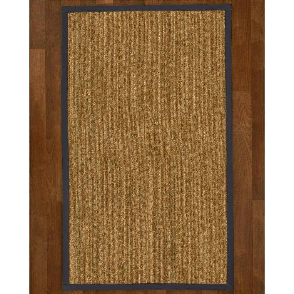 Natural Area Rugs 100%, Natural Fiber Handmade Half-Panama, Natural Seagrass Rug (2' 6" X 14'), Midnight Blue Border