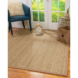 Natural Area Rugs 100%, Natural Fiber Handmade Half-Panama, Natural Seagrass Rug (2' X 3'), Wheat Border - 2' x 3'