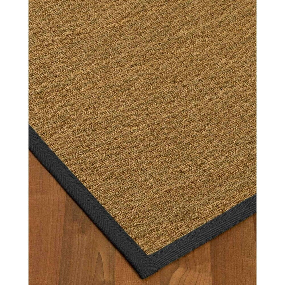 Natural Area Rugs, 100% Natural Fiber Handmade Half-Panama, Natural Seagrass Rug 6' Square, Black Border - 6' x 6' Square