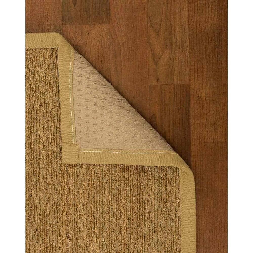 Natural Area Rugs, 100% Natural Fiber Handmade Half-Panama, Natural Seagrass Rug 6' Square, Sage Border - 6' x 6' Square