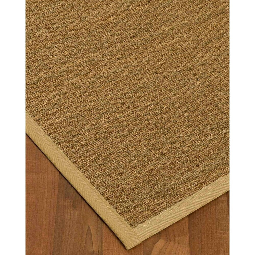 Natural Area Rugs, 100% Natural Fiber Handmade Half-Panama, Natural Seagrass Rug 6' Square, Sage Border - 6' x 6' Square