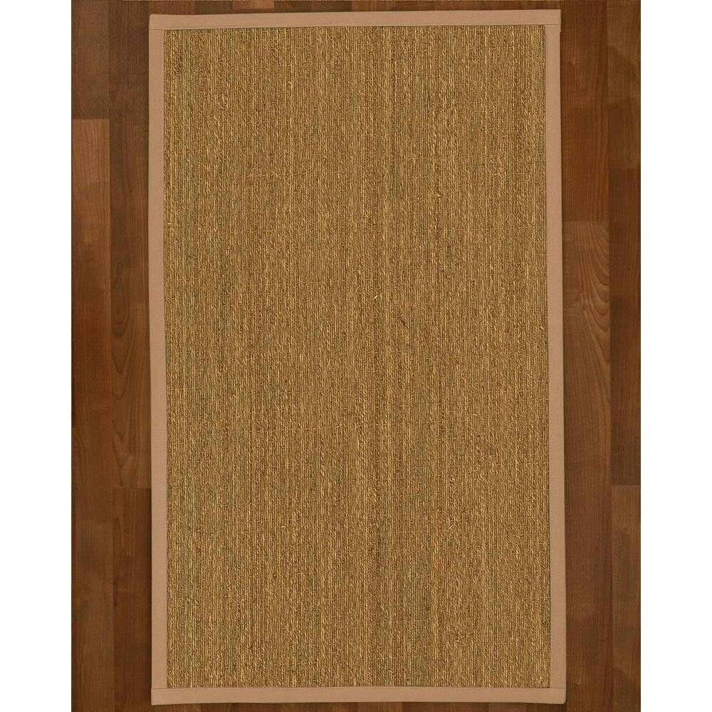 Natural Area Rugs, 100% Natural Fiber Handmade Half-Panama, Natural Seagrass Rug 8' Square, Wheat Border - 8' x 8' Square