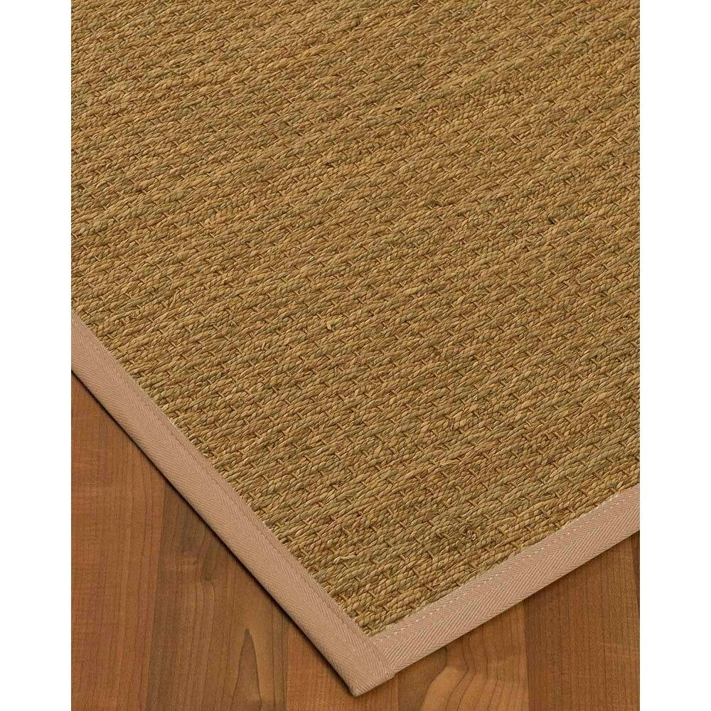 Natural Area Rugs, 100% Natural Fiber Handmade Half-Panama, Natural Seagrass Rug 8' Square, Wheat Border - 8' x 8' Square