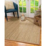 Natural Area Rugs, 100% Natural Fiber Handmade Half-Panama, Natural Seagrass Rug 8' Square, Wheat Border - 8' x 8' Square