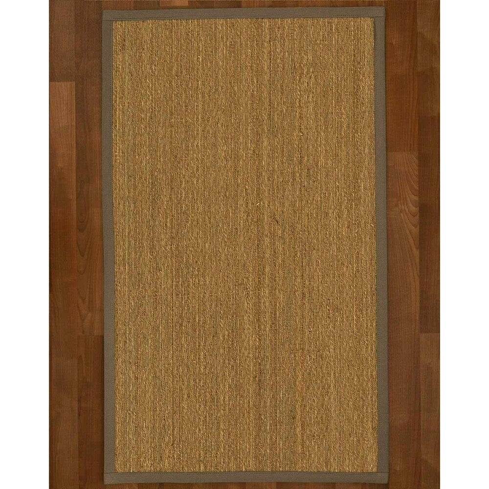 Natural Area Rugs 100%, Natural Fiber Handmade Half-Panama, Natural Seagrass Rug, Fossil Border - 2'9" x 9'