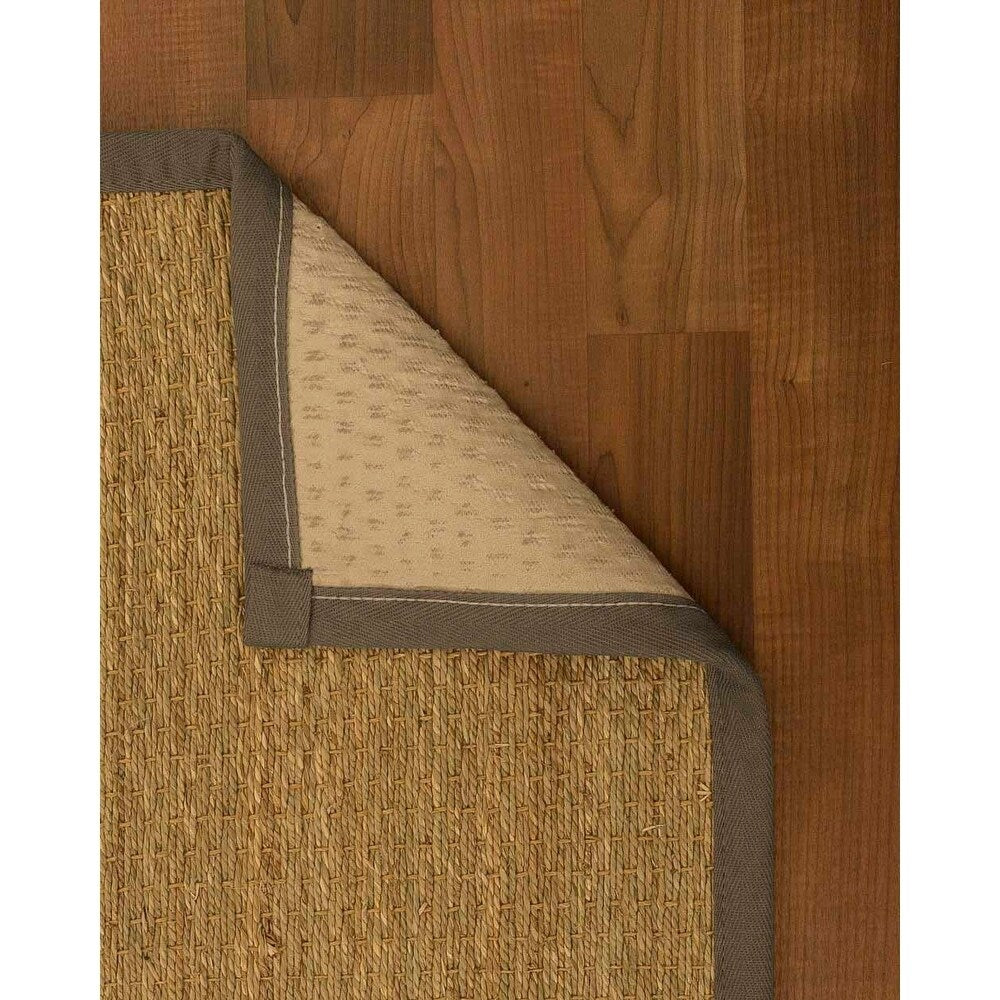 Natural Area Rugs 100%, Natural Fiber Handmade Half-Panama, Natural Seagrass Rug, Fossil Border - 2'9" x 9'