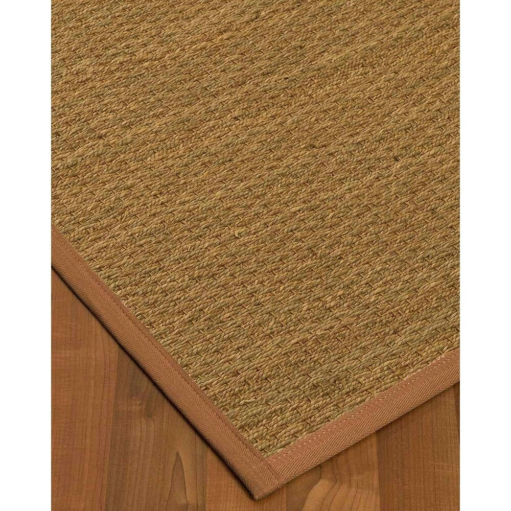Natural Area Rugs 100%, Natural Fiber Handmade Half-Panama, Natural Seagrass Rug, Sienna Border - 4' x 12'