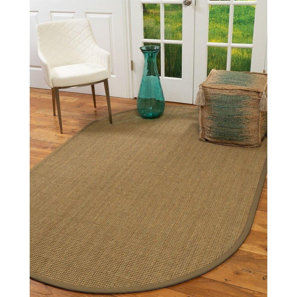 Natural Area Rugs, 100% Natural Fiber Handmade Hamptons, 6' Octagon Beige Seagrass Rug, Squirrel Border - 6' x 6' Octagon