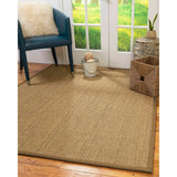 Natural Area Rugs, 100% Natural Fiber Handmade Hamptons, 7' Octagon Beige Seagrass Rug, Squirrel Border - 7' x 7'
