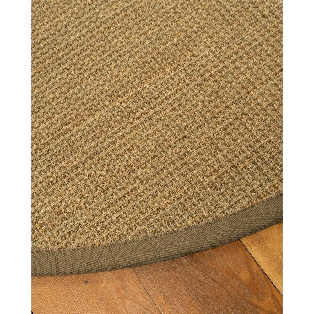 Natural Area Rugs, 100% Natural Fiber Handmade Hamptons, Beige Seagrass Oval Rug (5'X8'), Squirrel Border - 5' x 8' Oval