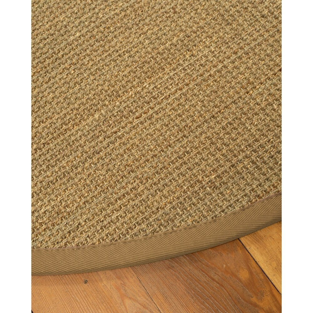 Natural Area Rugs, 100% Natural Fiber Handmade Hamptons, Beige Seagrass Oval Rug (6'X9'), Doe Border - 6' x 9' Oval